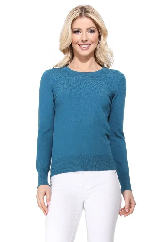 Crew Neck Long Sleeve Light Basic Casual Knit Top