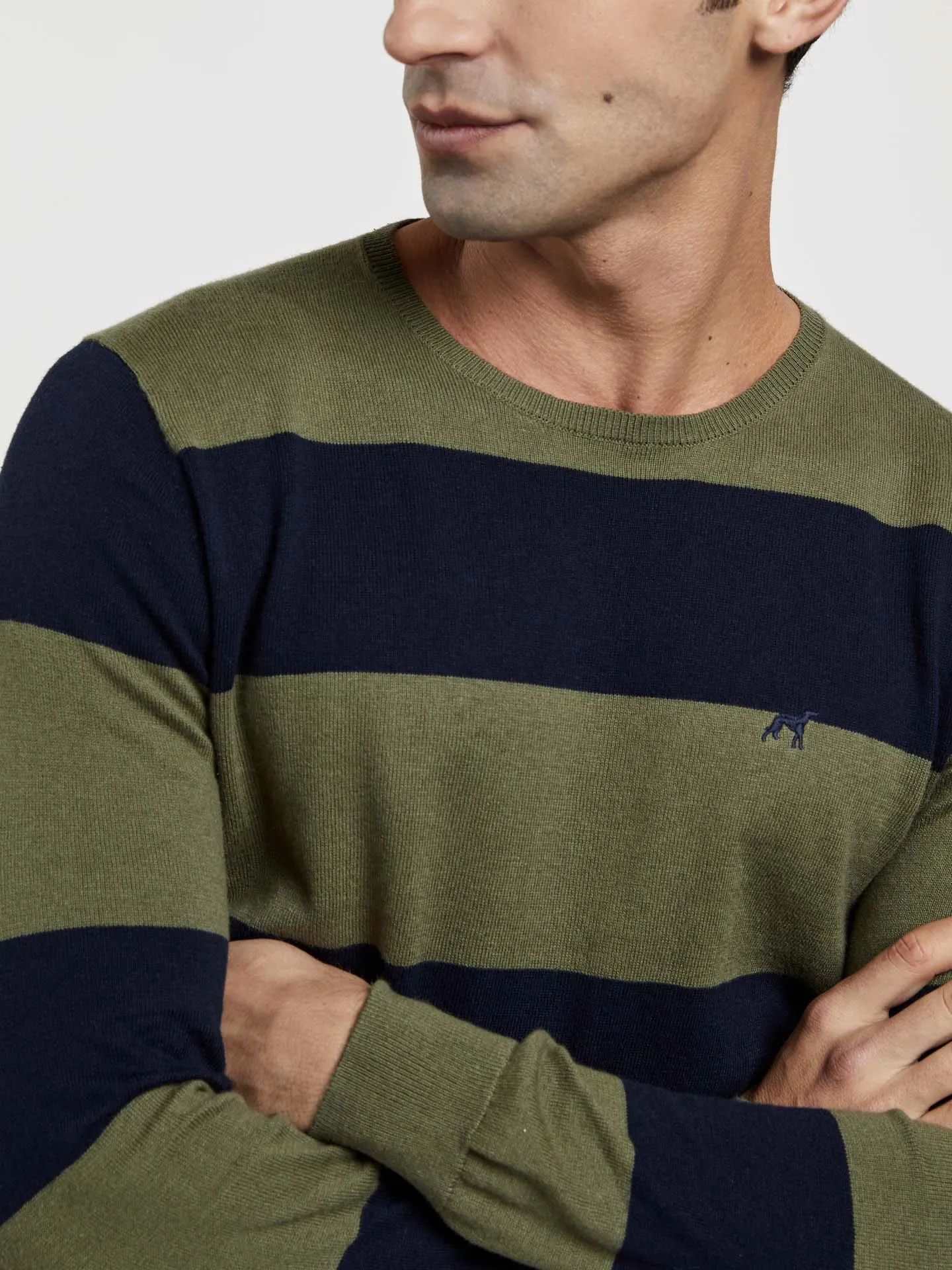 Crew Neck Sweater With Large Stripes