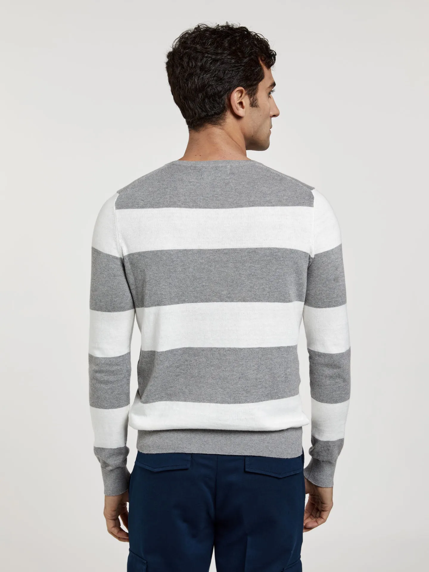 Crew Neck Sweater With Large Stripes