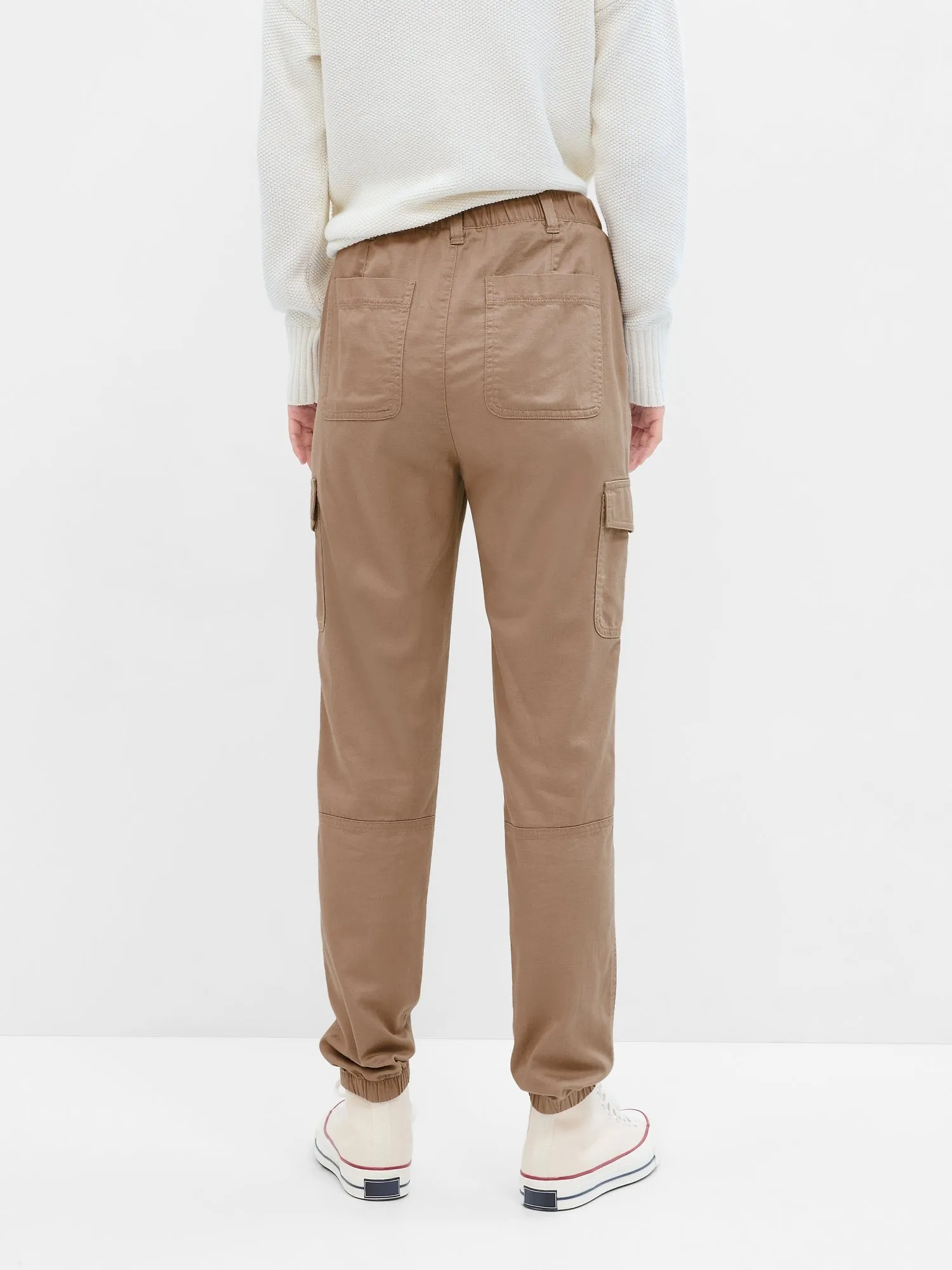 Cropped Twill Girlfriend Cargo Joggers with Washwell