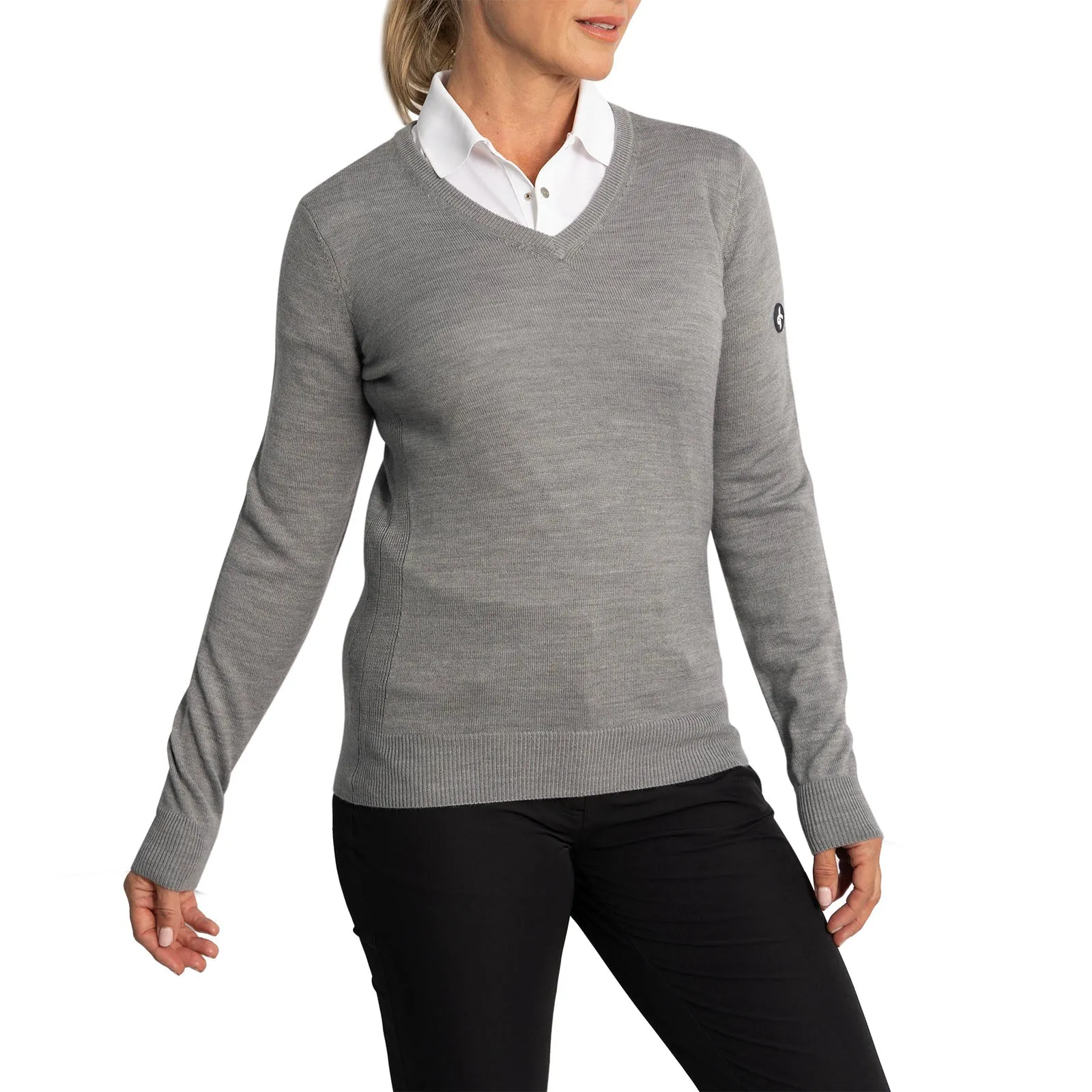 Cross Women's Classic Golf V-Neck Knit - Grey Melange