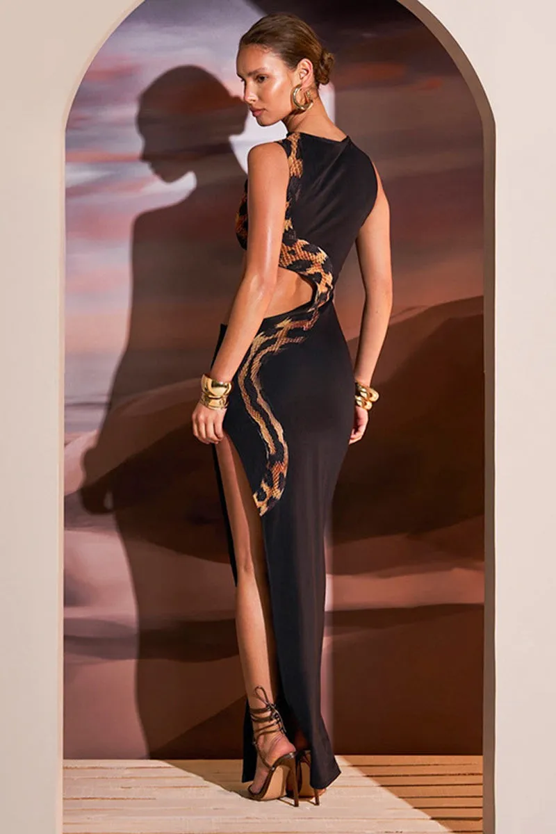 Cut Out Split Hem Bodycon Maxi Dress