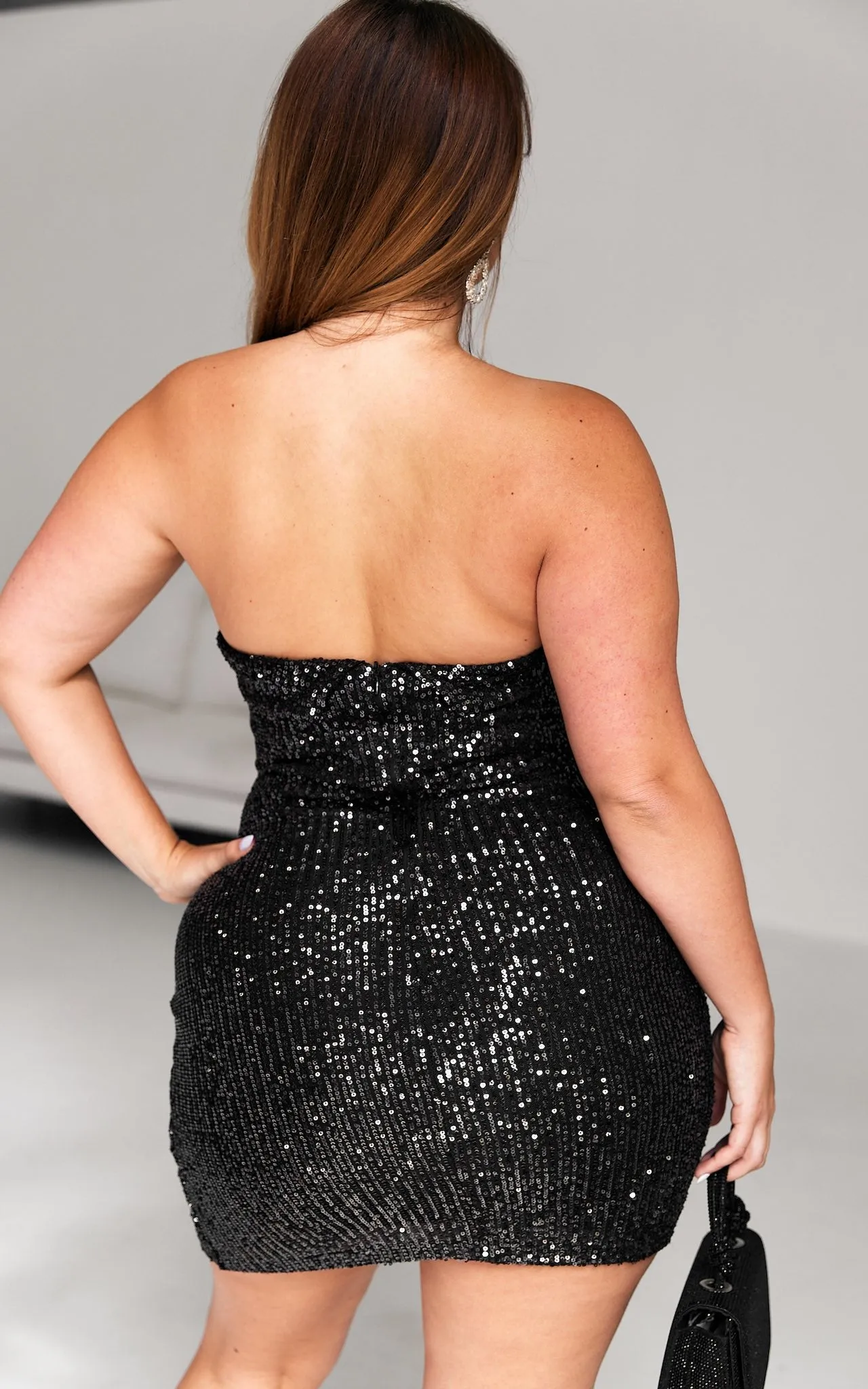 Davis Mini Dress - Black Silver Sequin