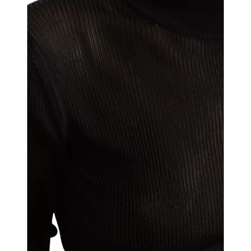 Dolce & Gabbana Black Viscose Turtle Neck Pullover Sweater