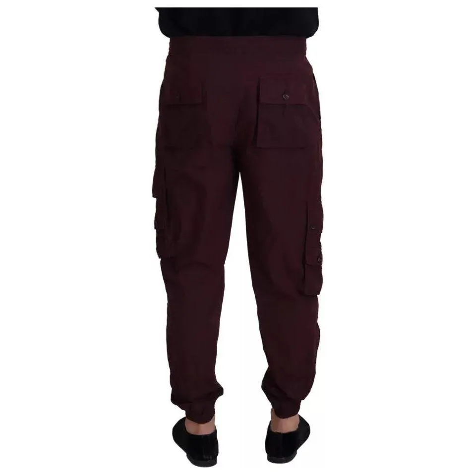 Dolce & Gabbana Bordeaux Cargo Jogger Trouser Cotton Pants