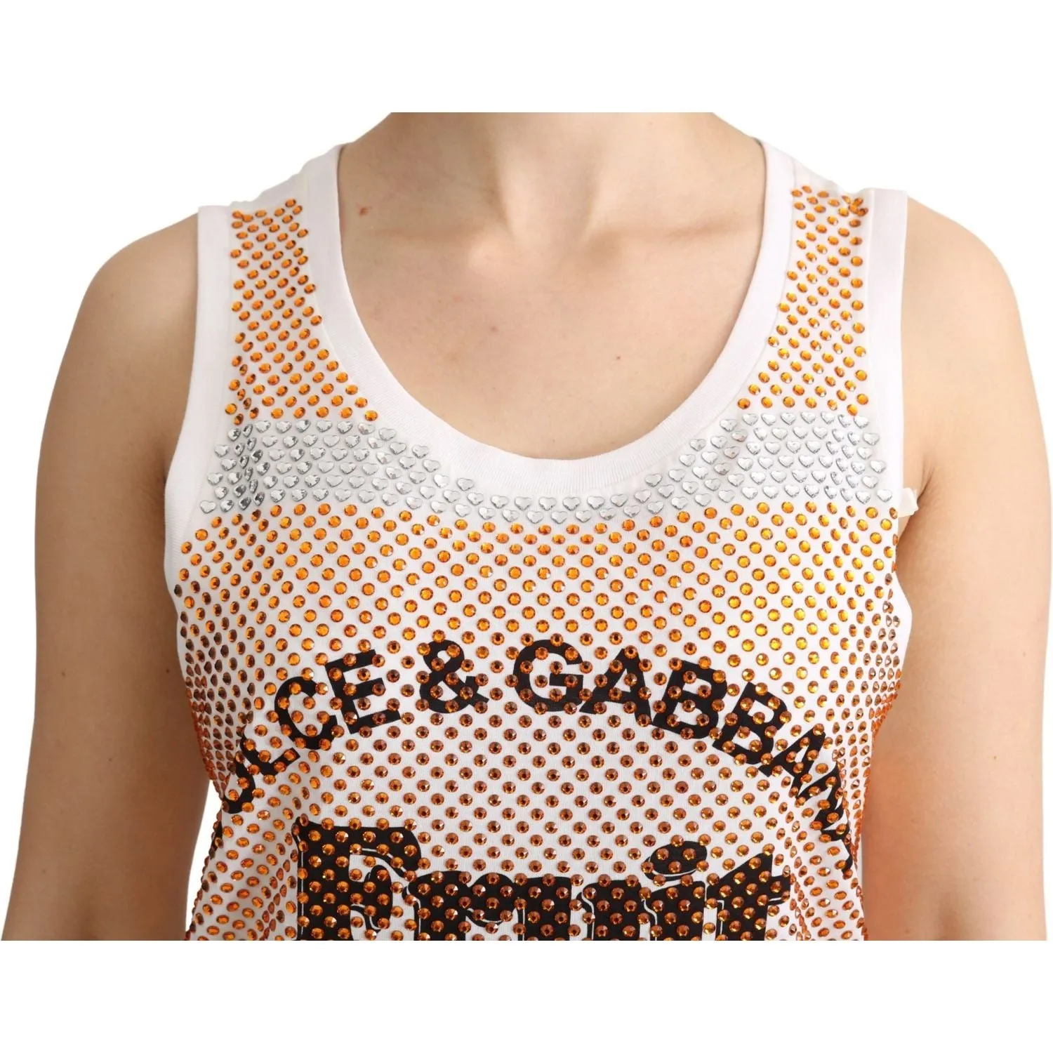 Dolce & Gabbana Crystal Embellished Sleeveless Cotton Top