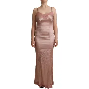 Dolce & Gabbana Elegant Pink Lace Maxi Bodycon Dress