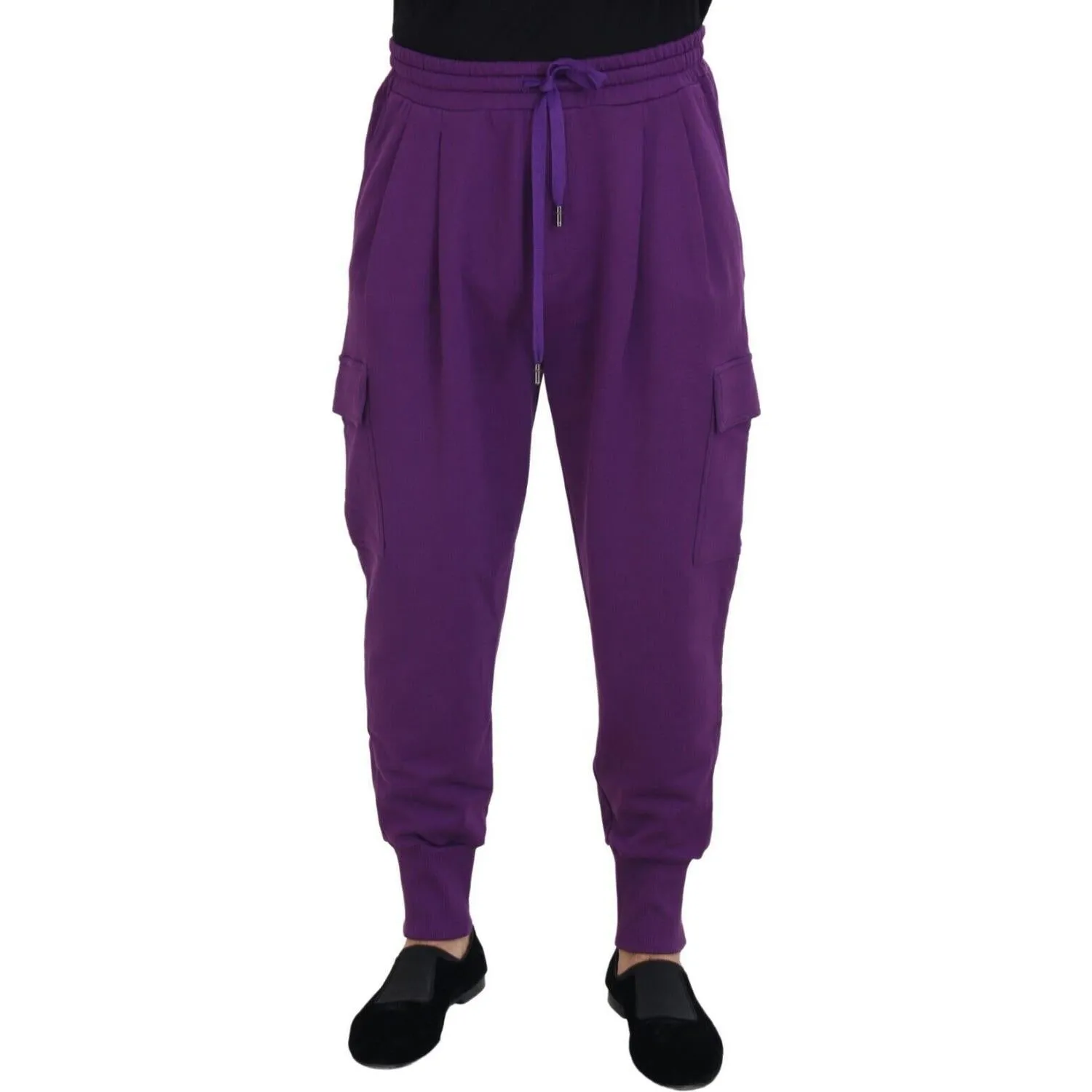 Dolce & Gabbana Elegant Purple Cotton Cargo Sweatpants