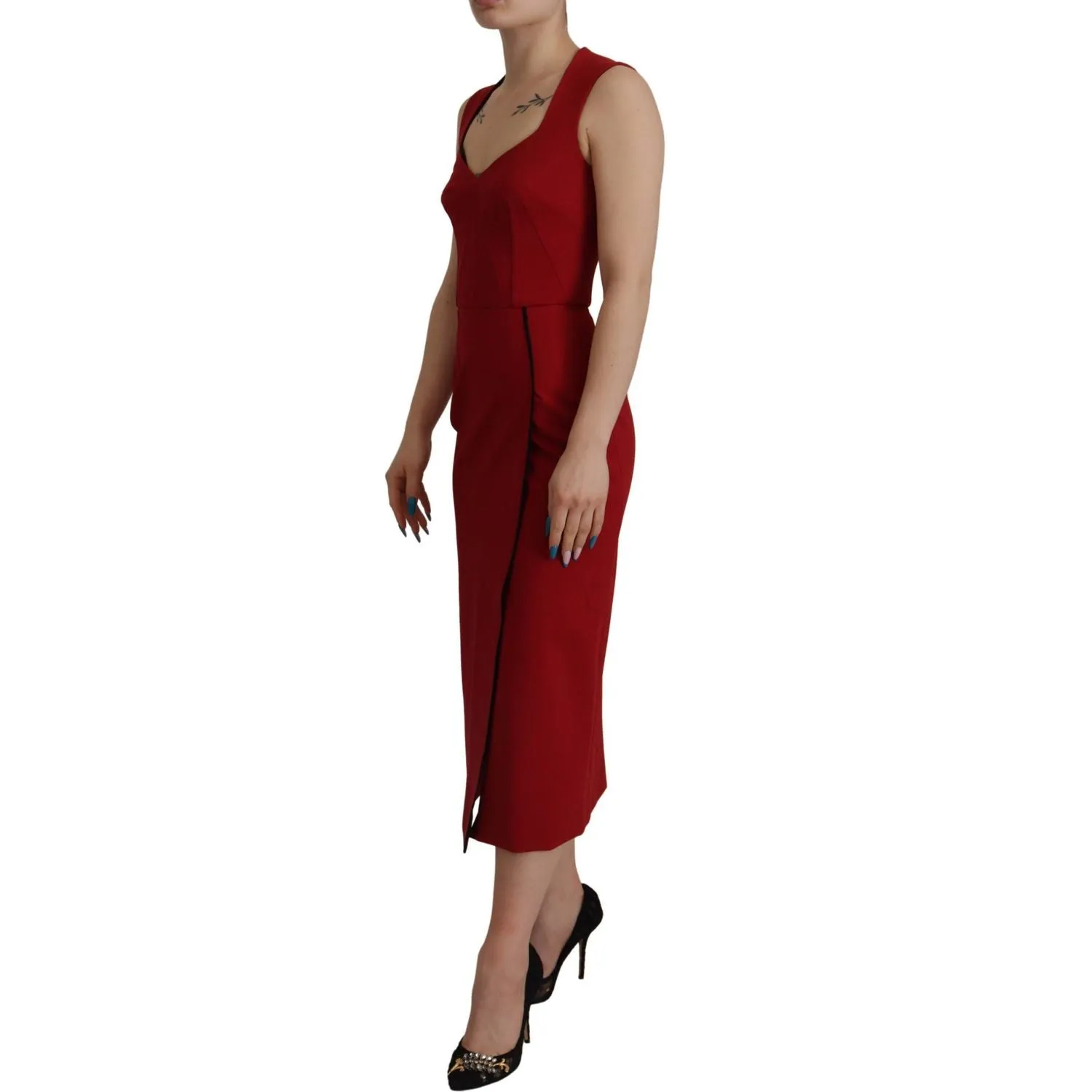 Dolce & Gabbana Elegant Red Bodycon Midi Dress