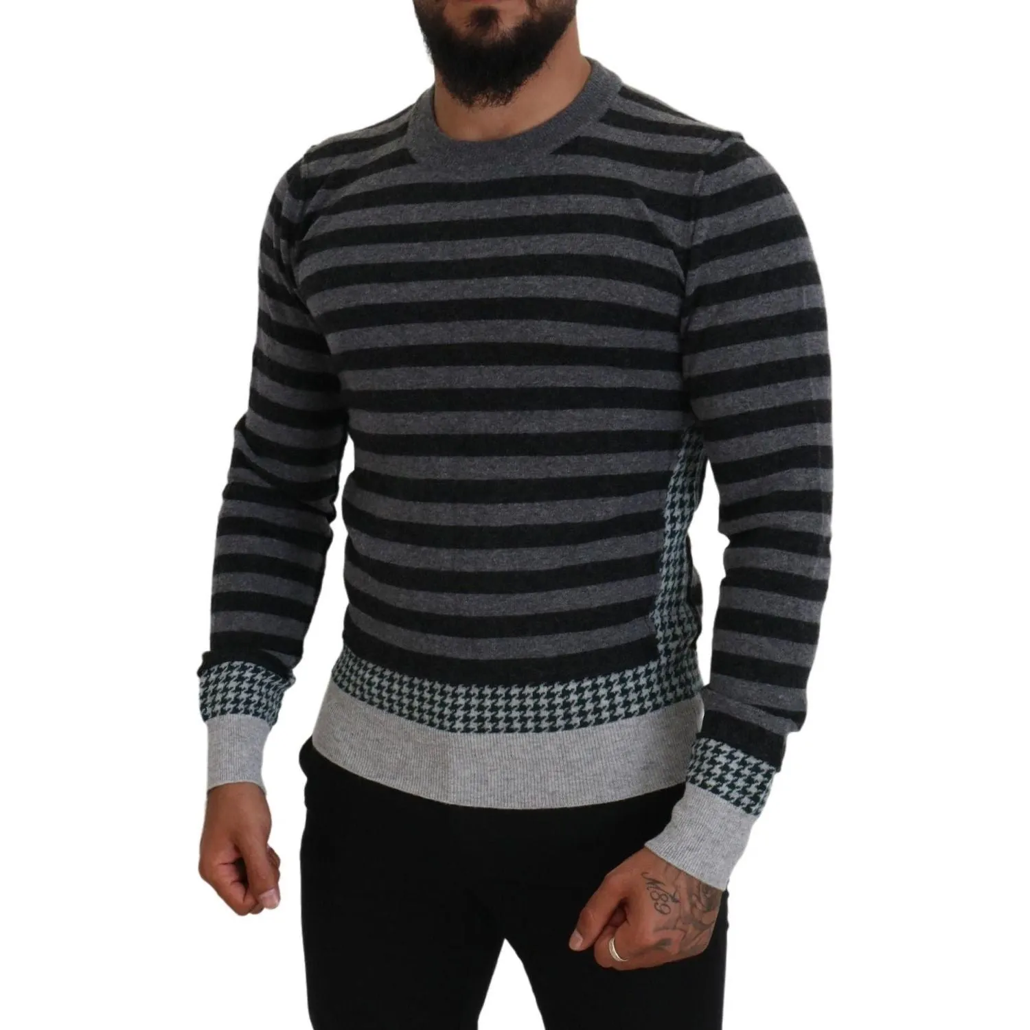 Dolce & Gabbana Elegant Striped Wool Crewneck Sweater