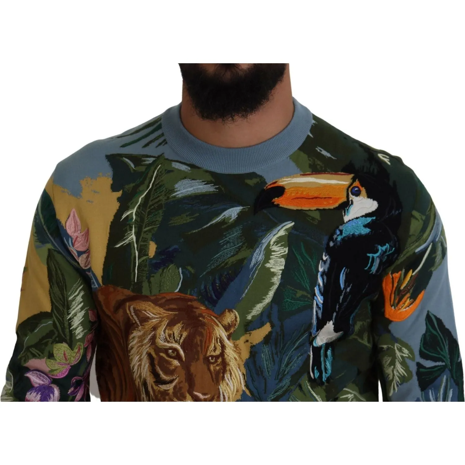 Dolce & Gabbana Jungle Embroidered Wool Silk Sweater