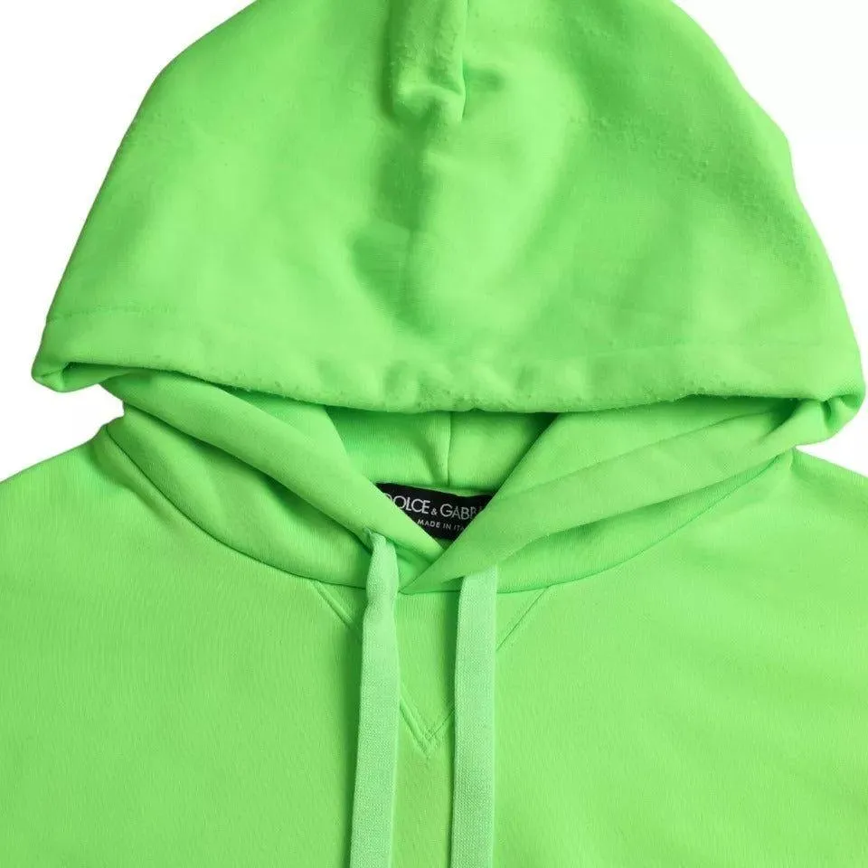 Dolce & Gabbana Neon Green Logo Pullover Hooded Sweatshirt Sweater