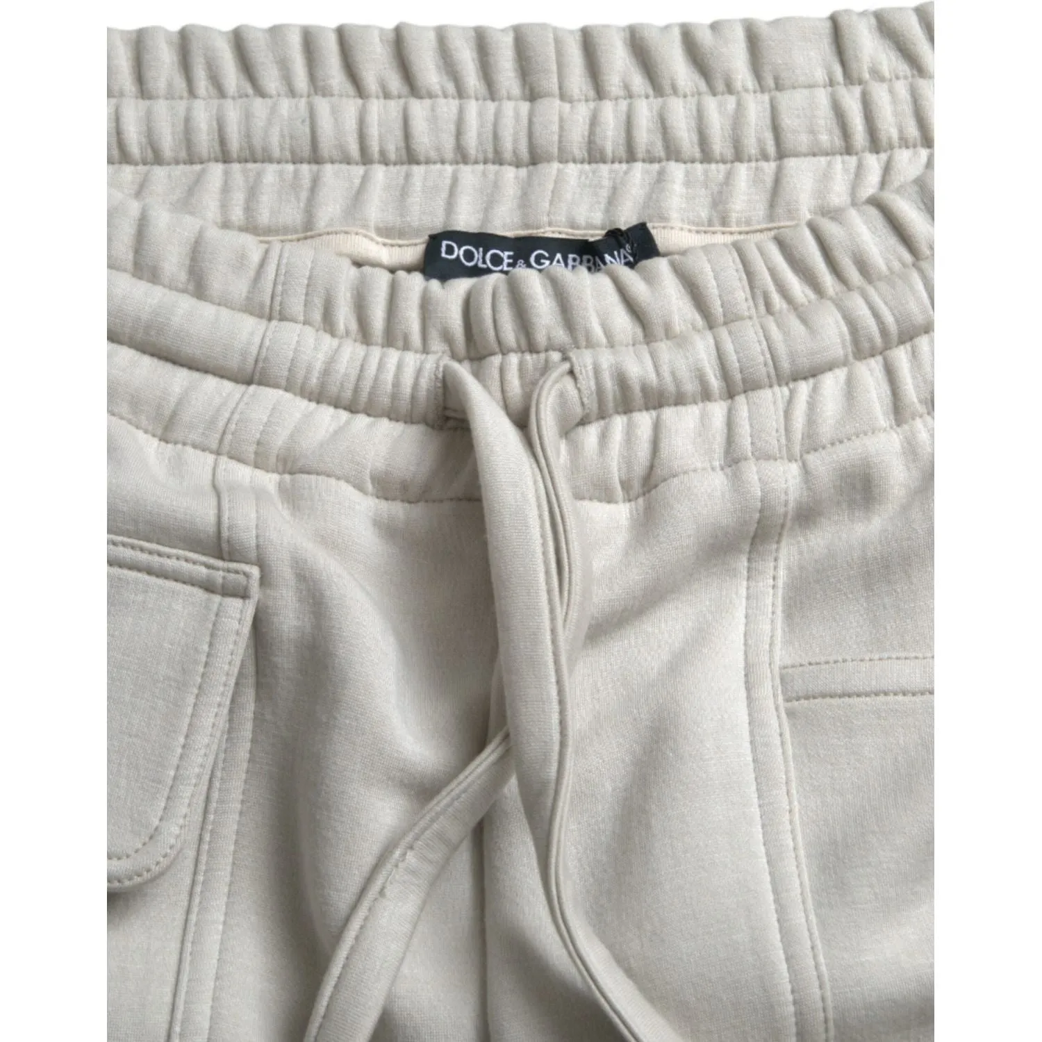 Dolce & Gabbana Off White Viscose Cargo Jogger Sweatpants Pants