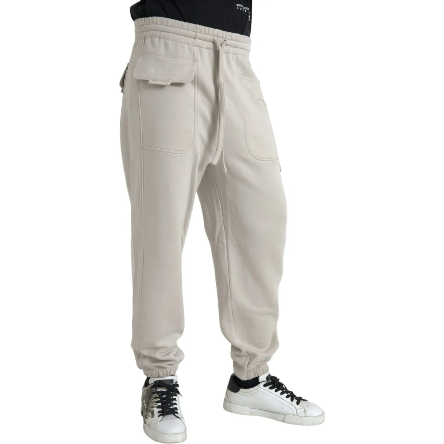 Dolce & Gabbana Off White Viscose Cargo Jogger Sweatpants Pants