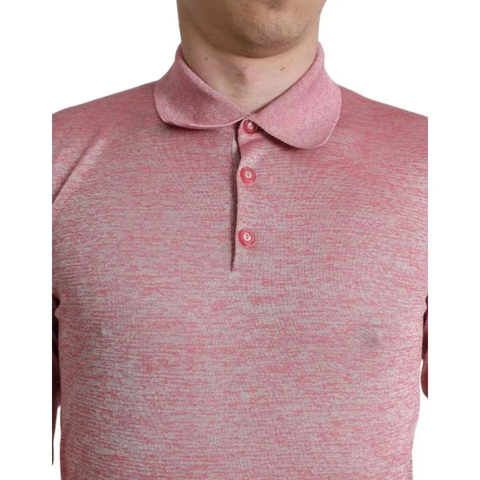 Dolce & Gabbana Pink Polyester Collared Men Pullover Sweater