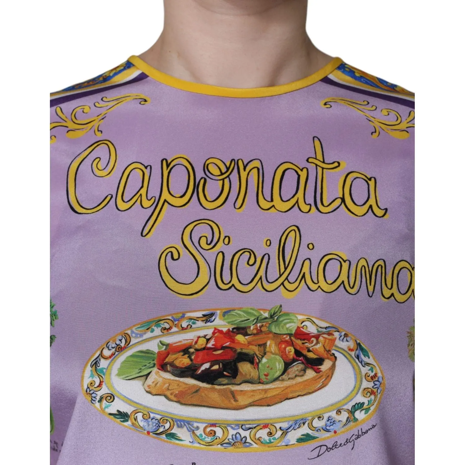 Dolce & Gabbana Purple Silk Caponata Siciliana Print Tank Top