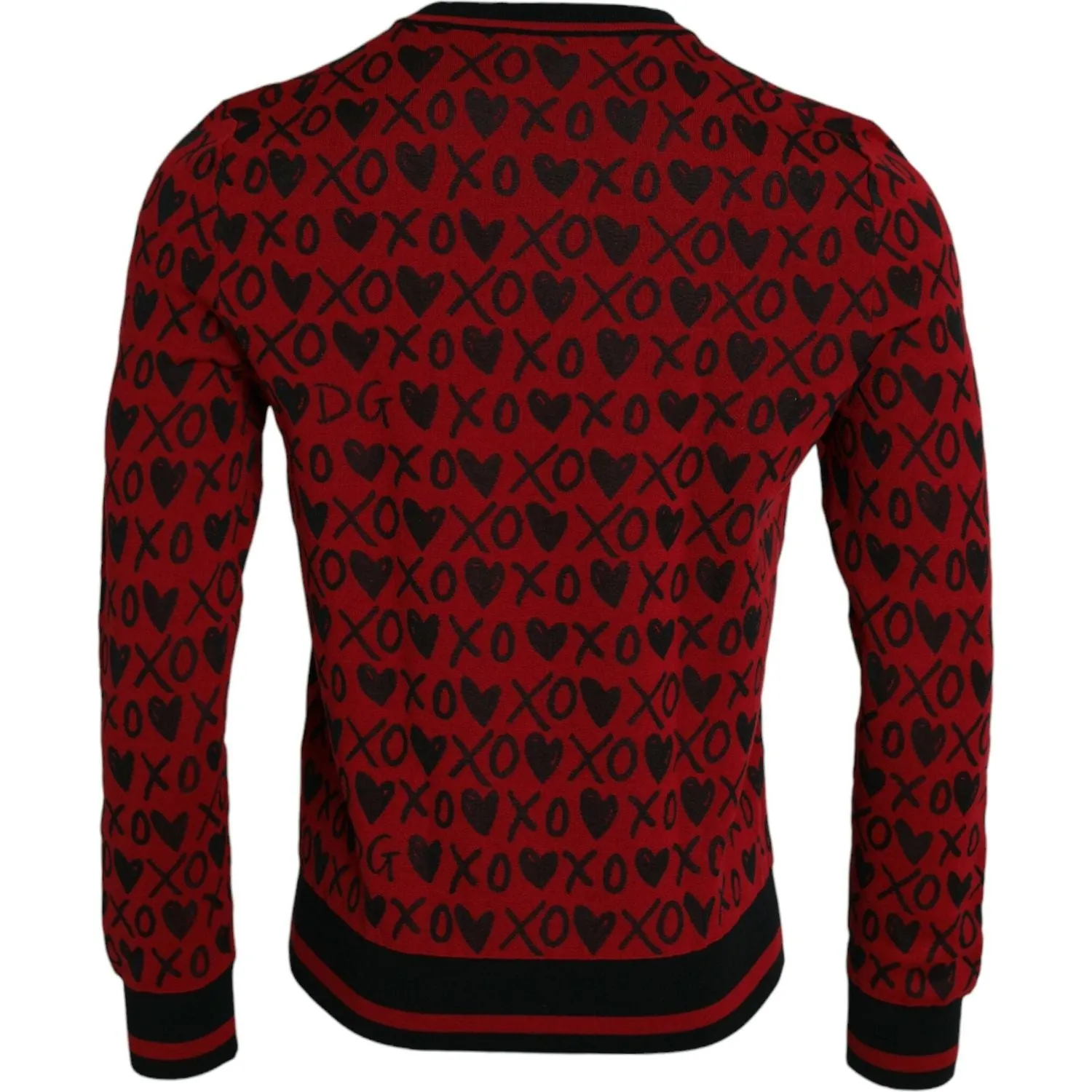 Dolce & Gabbana Red Black XOXO Crew Neck Pullover Sweater