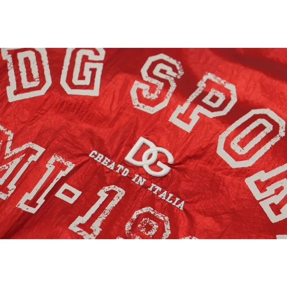 Dolce & Gabbana Red Nylon Logo Print Sleeveless Jersey Top