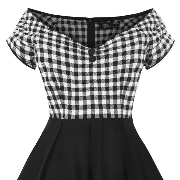 Dolly & Dotty Lily Swing Dress in Monochrome Gingham