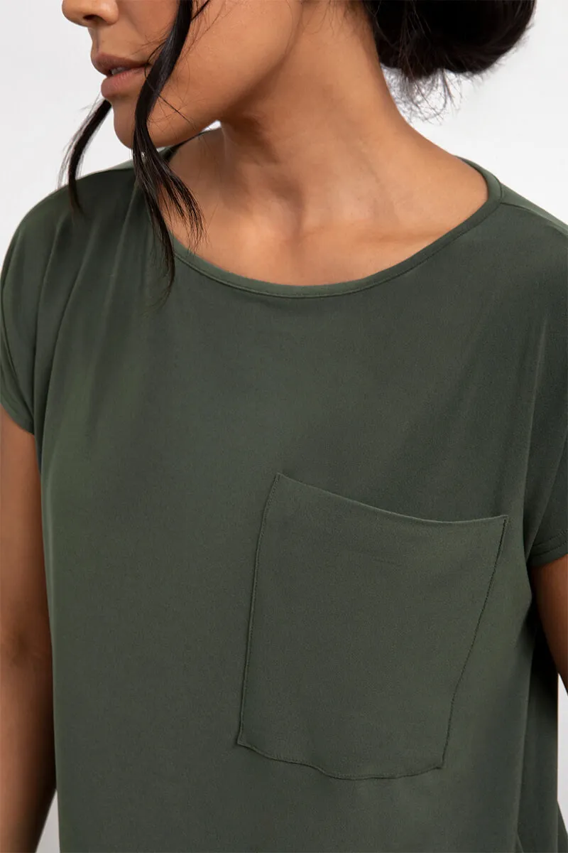 Dolman Pocket Top | Melange Olive