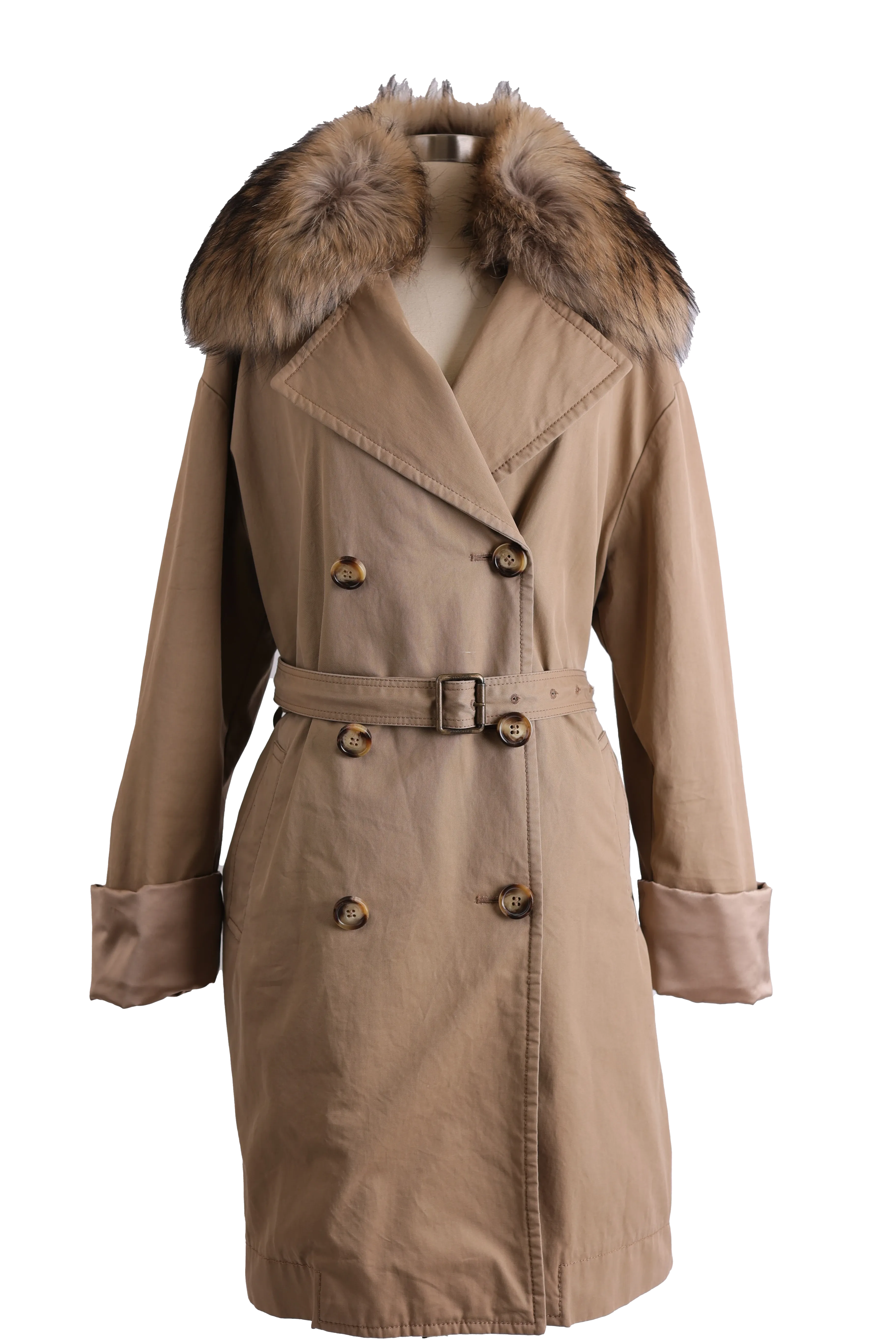 Dori Down Trench Coat W/ Removable Fur Collar