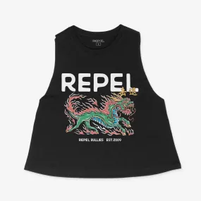 Dragon Guardian - Crop Racerback Tank - Black