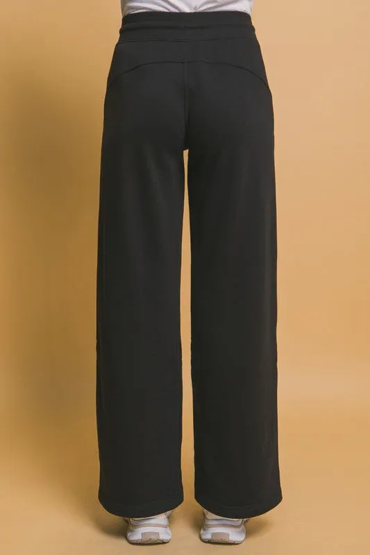 Drawstring Wide Leg Sweatpants with Pockets