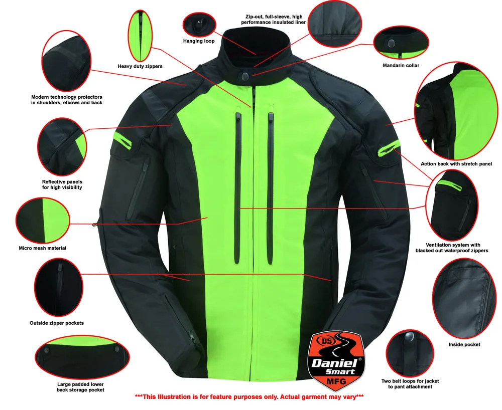 DS4631 Men's Hi-Viz Micro Mesh All Season Motorcycle Jacket