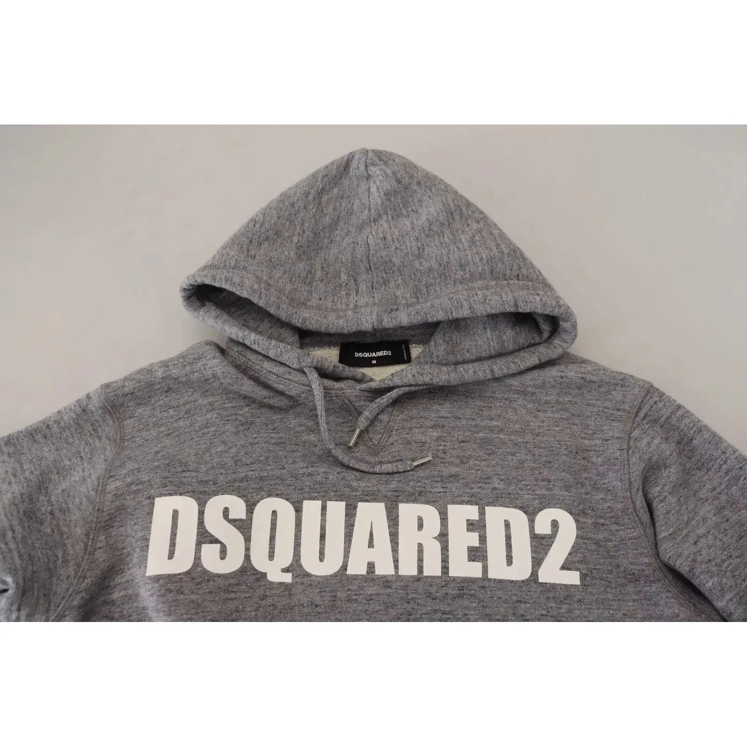 Dsquared² Gray Cotton Hooded Logo Print Men Pullover Sweater