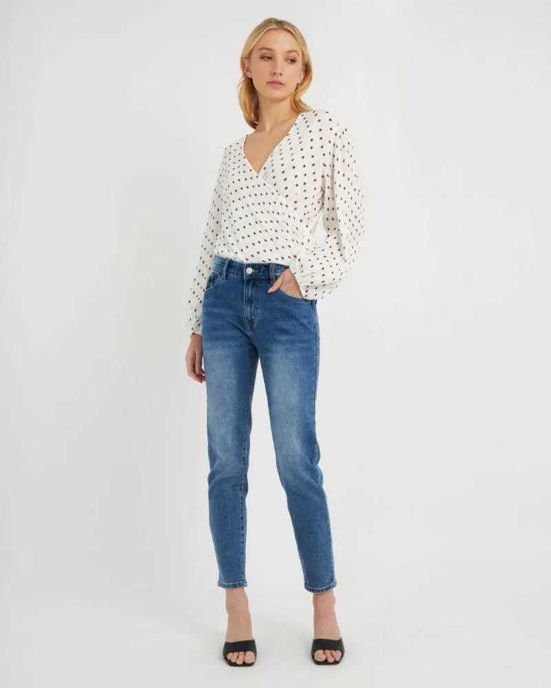 Elissa Blouse - White Polkadot