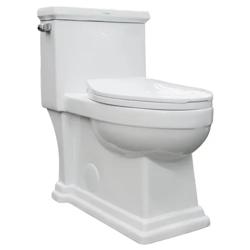 Elongated One-Piece Toilet 1.28 GPF Siphonic Flush in White