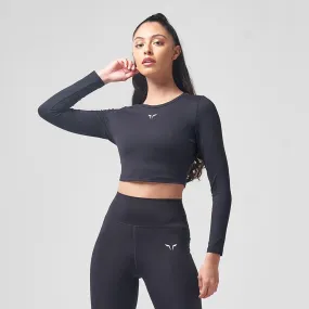 Essential Full Sleeves Crop Top - Black