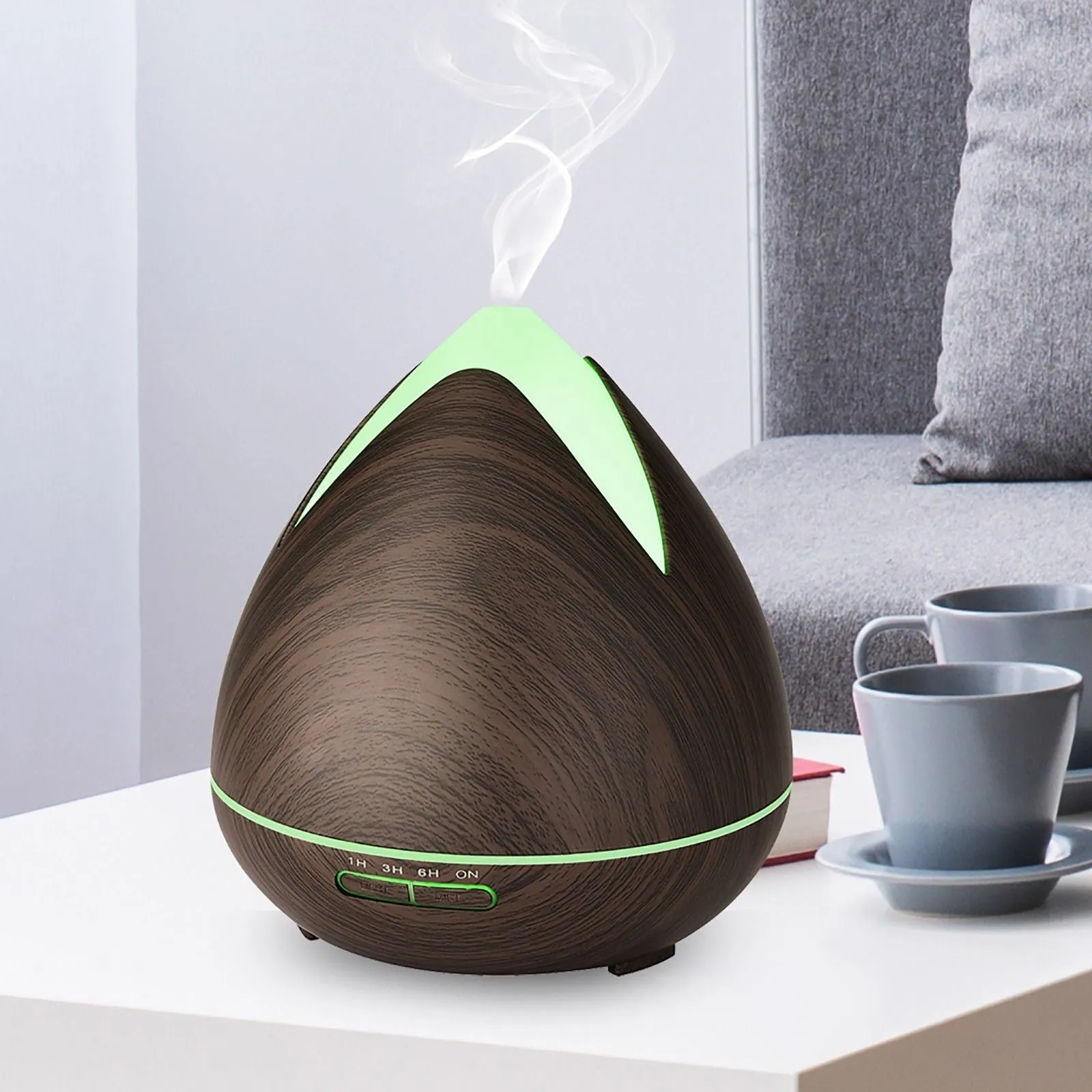 Essential Oils Ultrasonic Aromatherapy Diffuser Air Humidifier Purify 400ML  Dark Wood