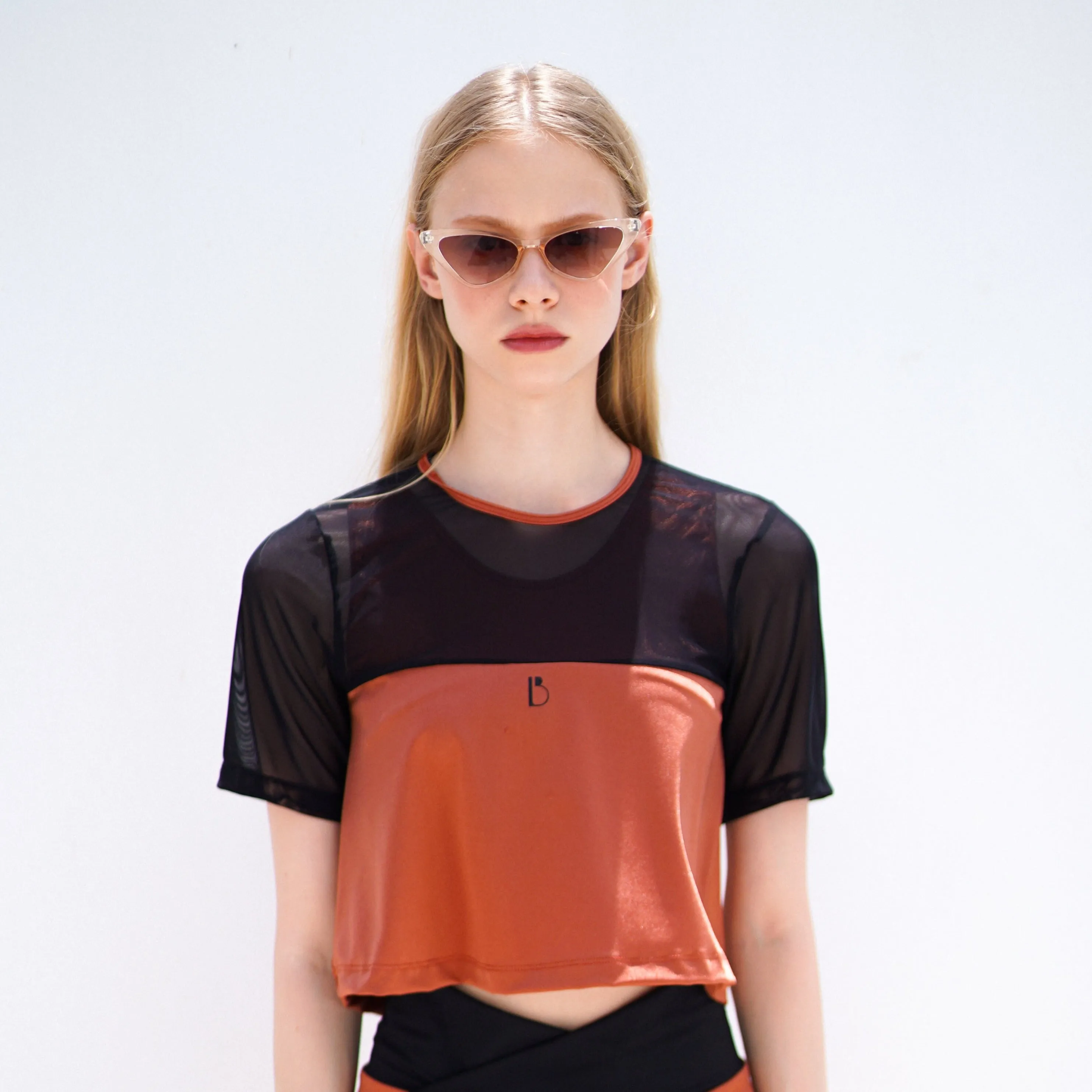 Essential Two-Tone Cropped Tee - COPPER