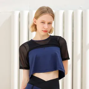 Essential Two-Tone Cropped Tee - NAVY