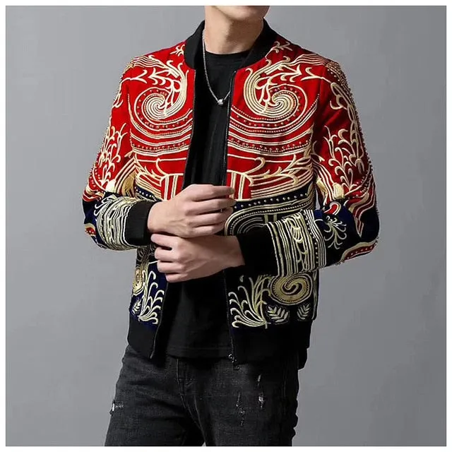 Floral Royal Embroidery Style Bomber Jacket