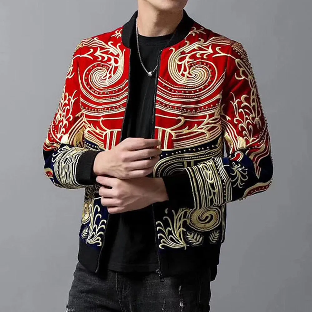 Floral Royal Embroidery Style Bomber Jacket