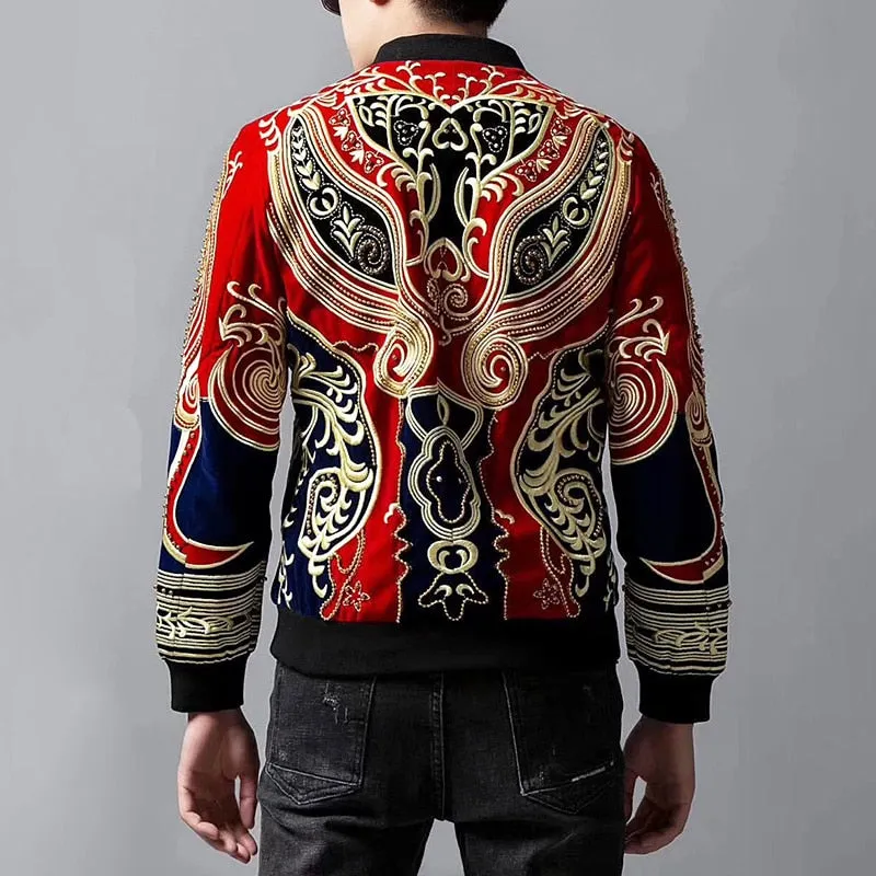 Floral Royal Embroidery Style Bomber Jacket