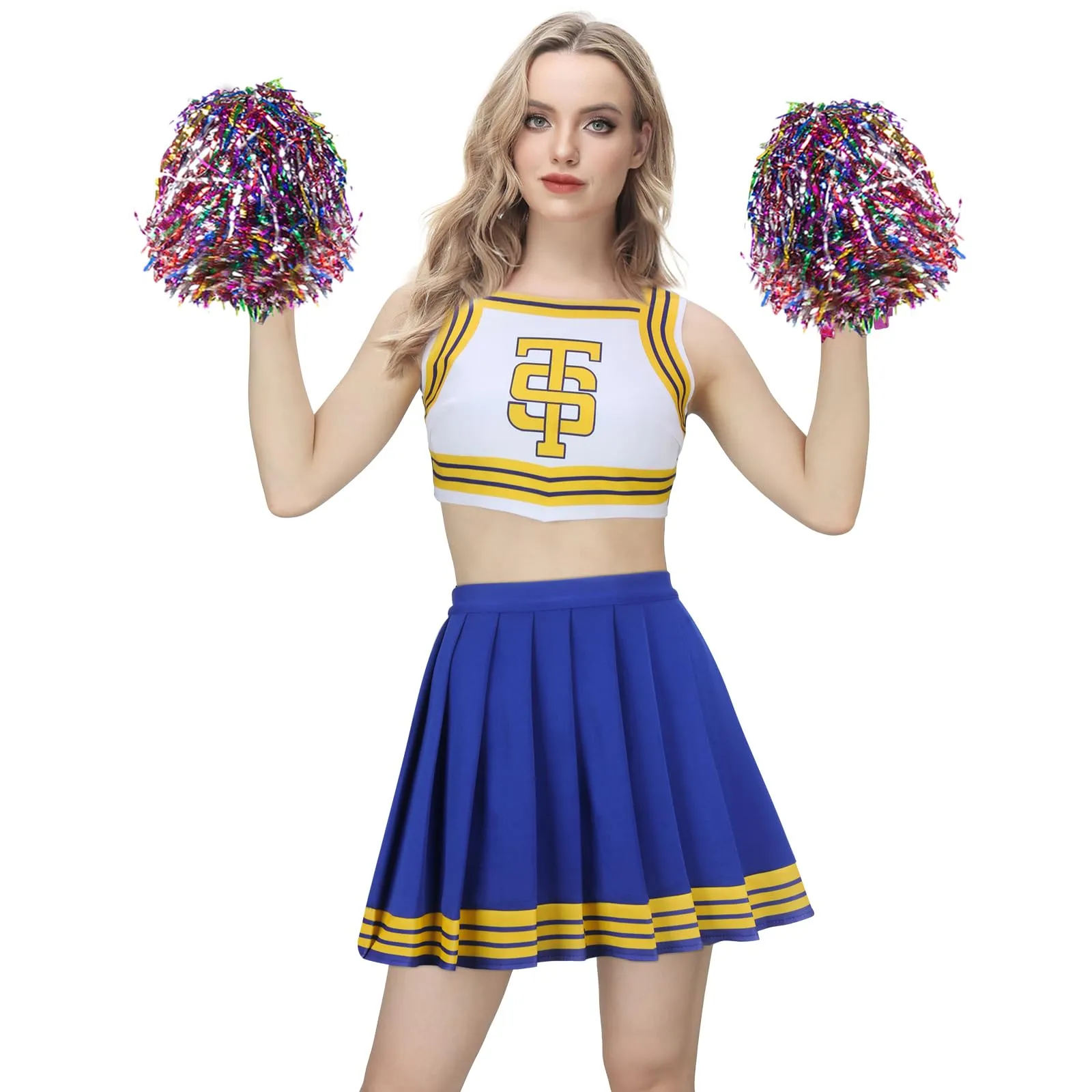 FOTOLARE Women Cheerleader Costume Swift Girls Cheerleading Uniform Men Dancer Tops Halloween Party Dress Up Outfits (Large, Women Cheerleader Uniform)