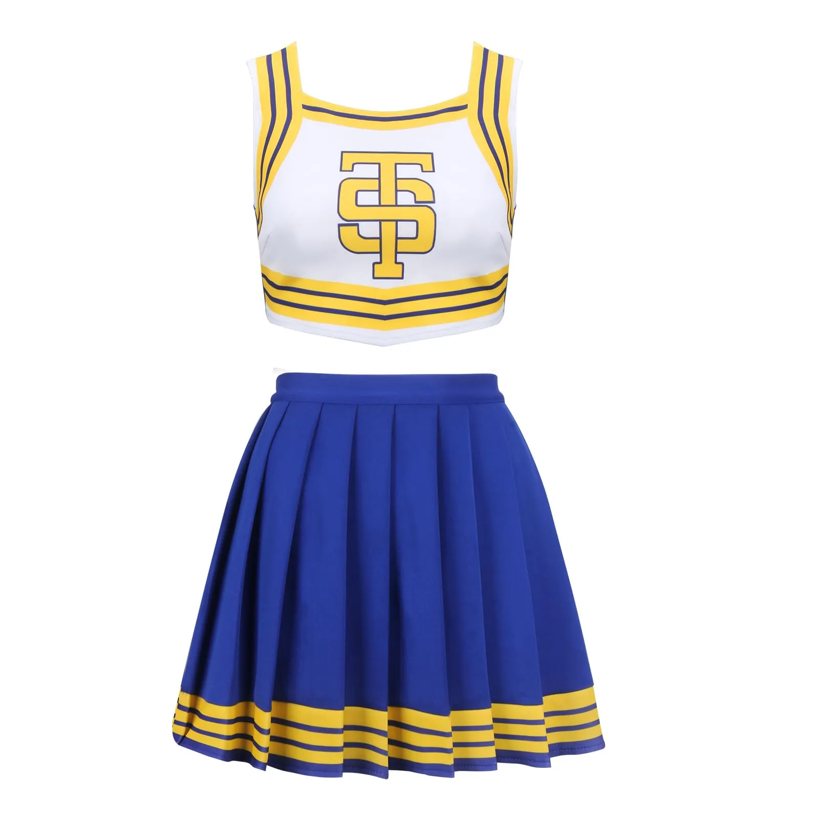 FOTOLARE Women Cheerleader Costume Swift Girls Cheerleading Uniform Men Dancer Tops Halloween Party Dress Up Outfits (Large, Women Cheerleader Uniform)