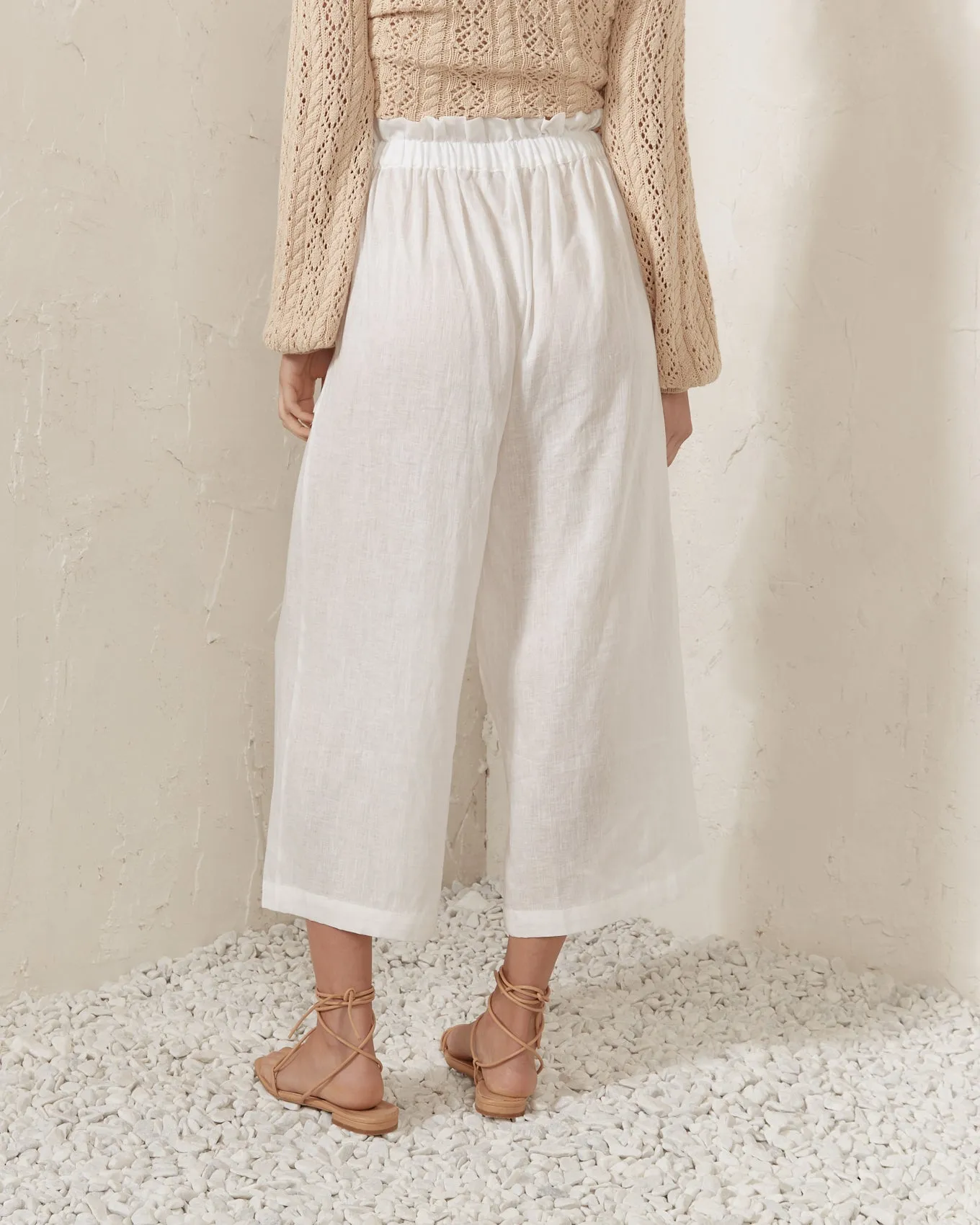 Gaia White Linen Culottes