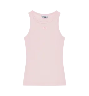 GANNI Pink Rib Tank Top