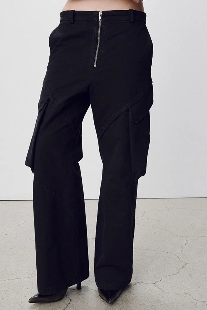 GARMENT-DYED GABARDINE WIDE CARGO PANTS