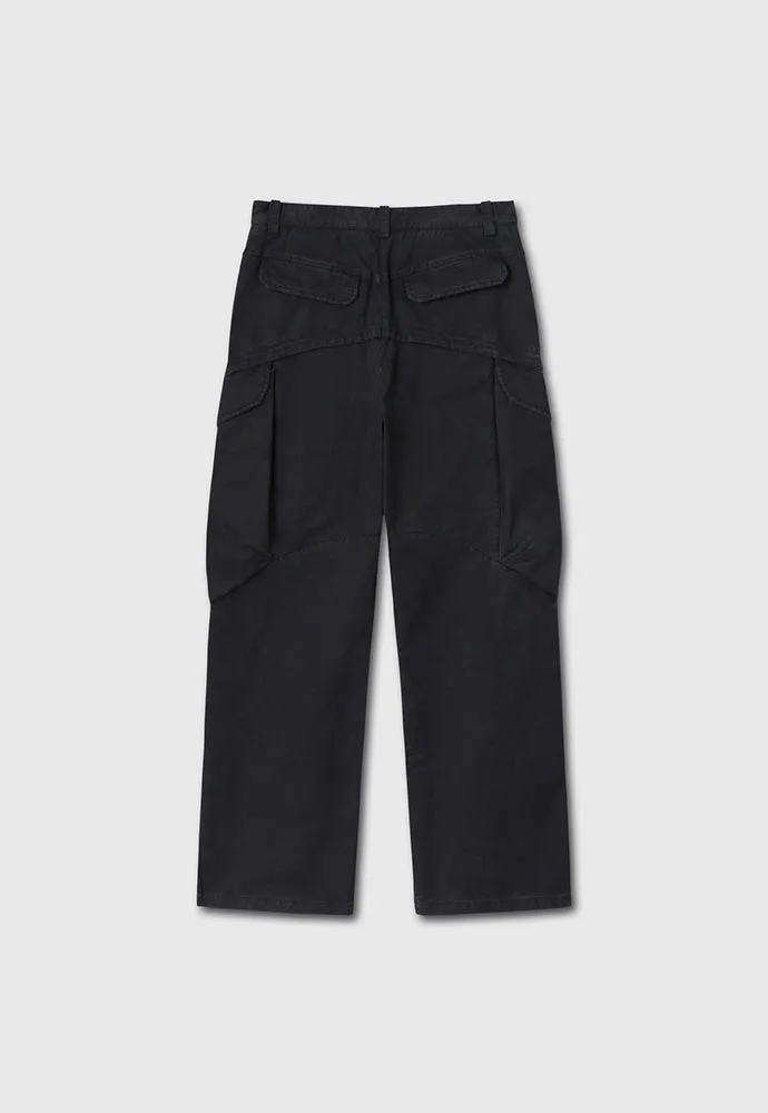 GARMENT-DYED GABARDINE WIDE CARGO PANTS