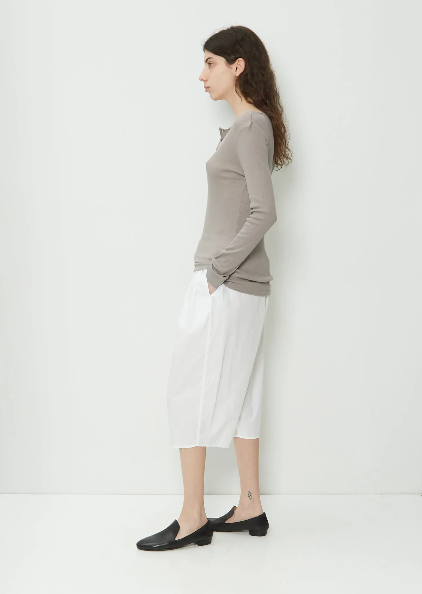 Gathered Cotton Culottes — White