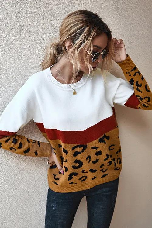 Going For Cozy Leopard Long Sleeve Sweater - 3 Colors