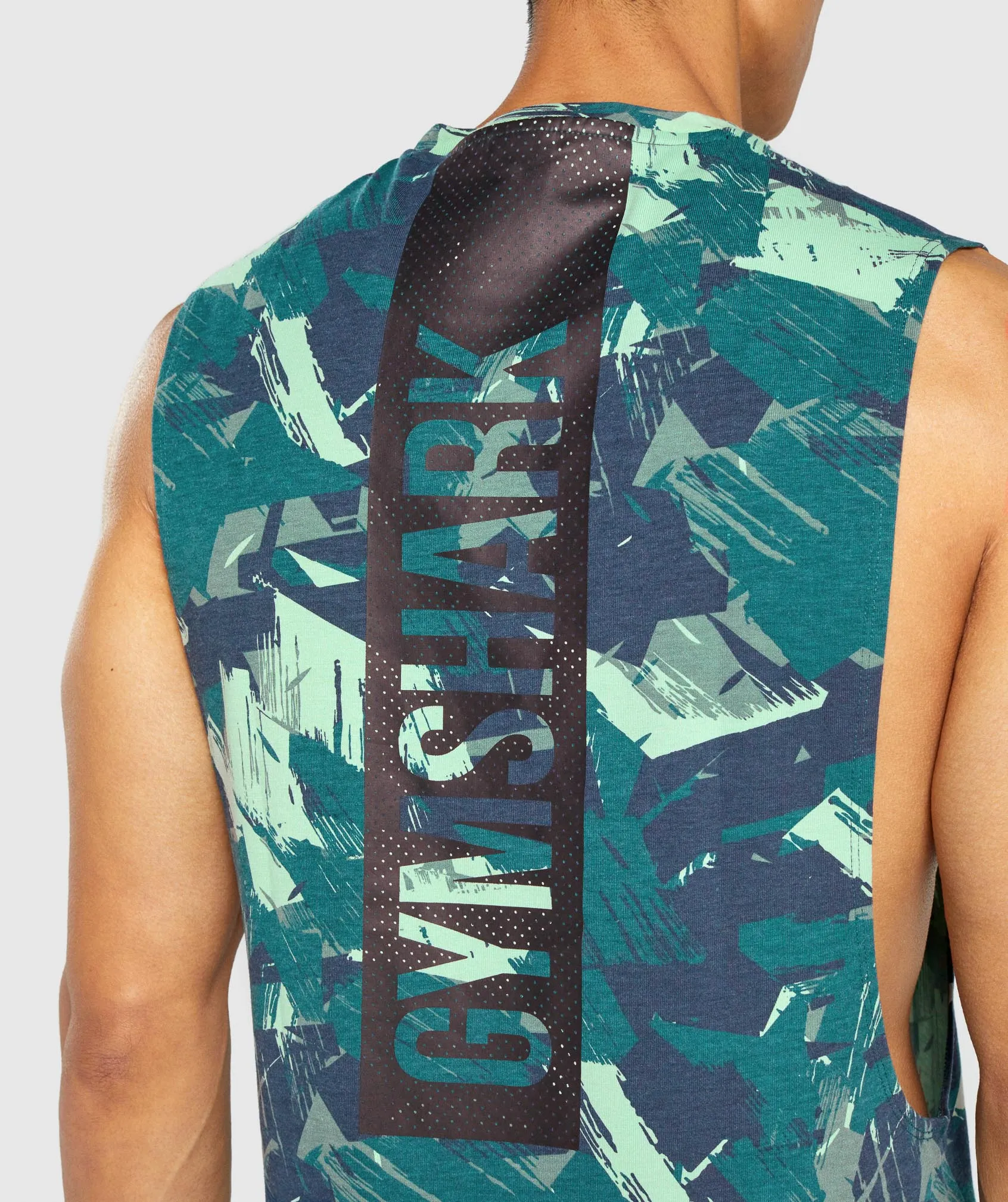 Gymshark Bold Drop Arm Tank - Green Print