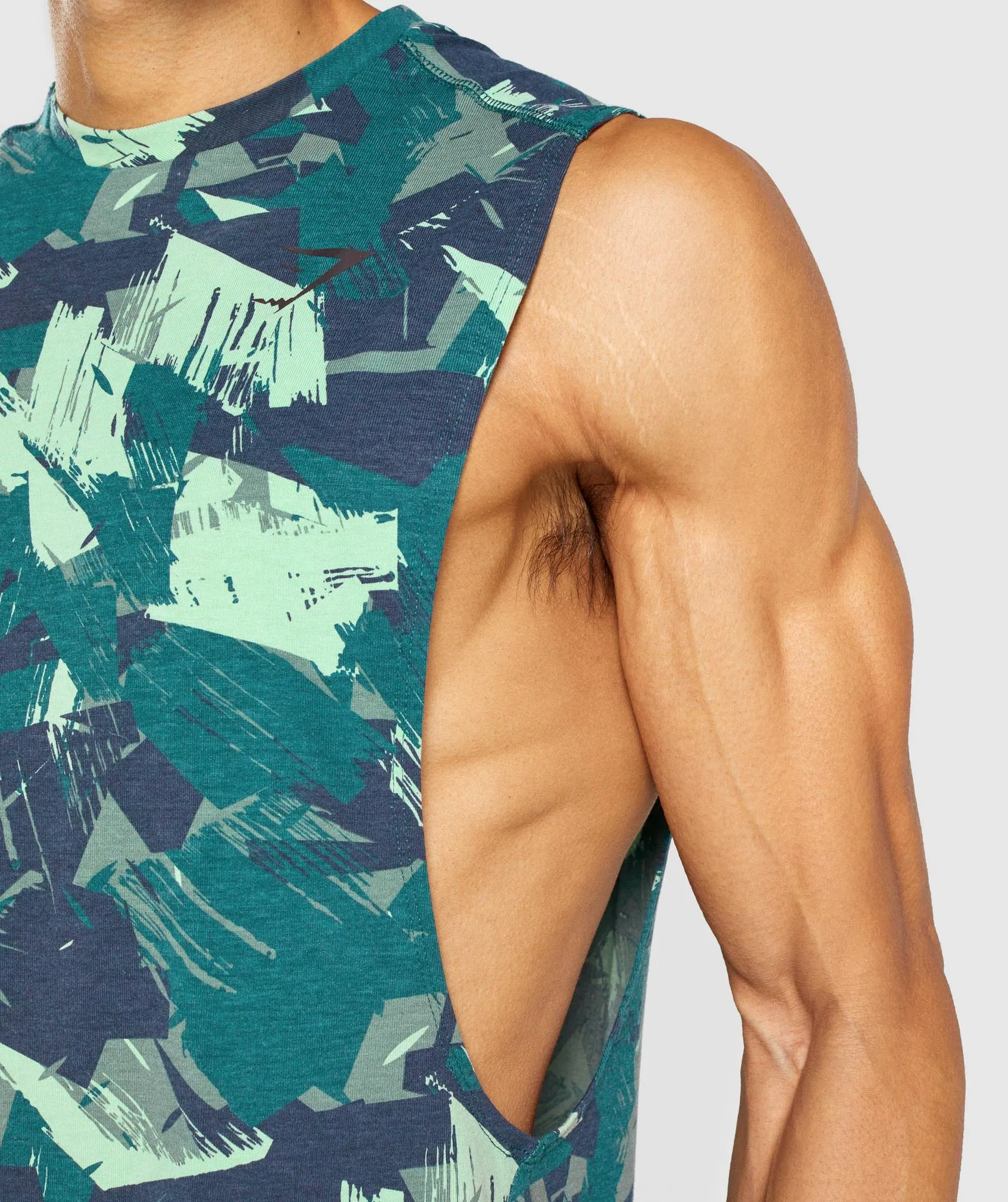 Gymshark Bold Drop Arm Tank - Green Print