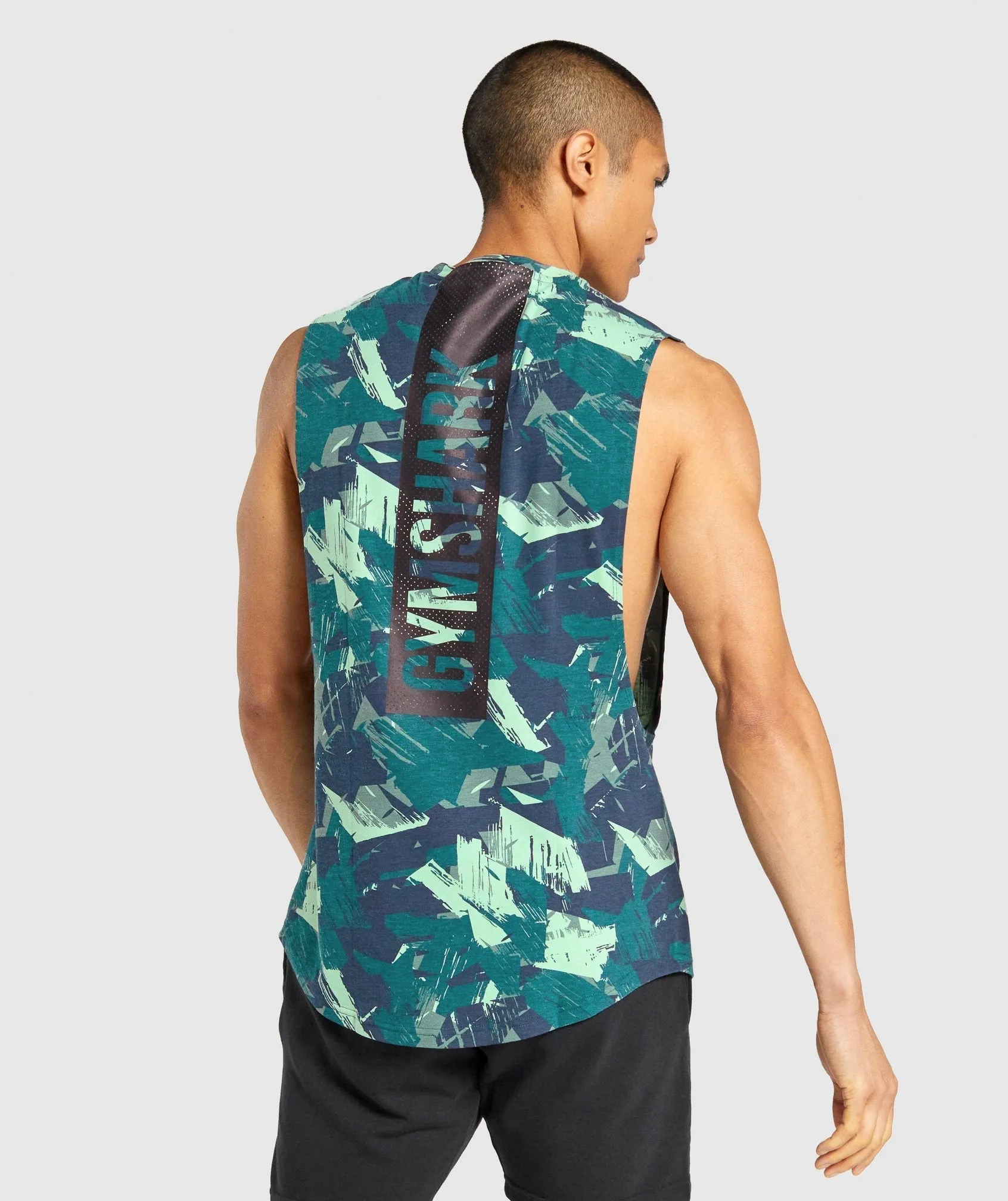 Gymshark Bold Drop Arm Tank - Green Print