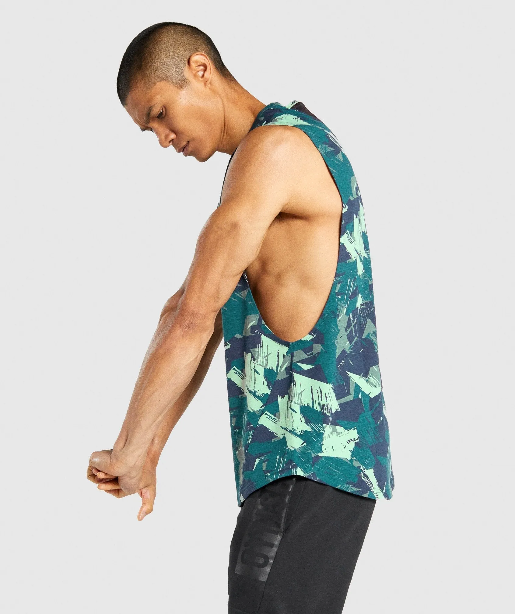 Gymshark Bold Drop Arm Tank - Green Print